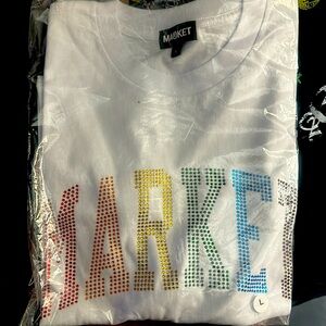 Market brand rhinestone logo shirt